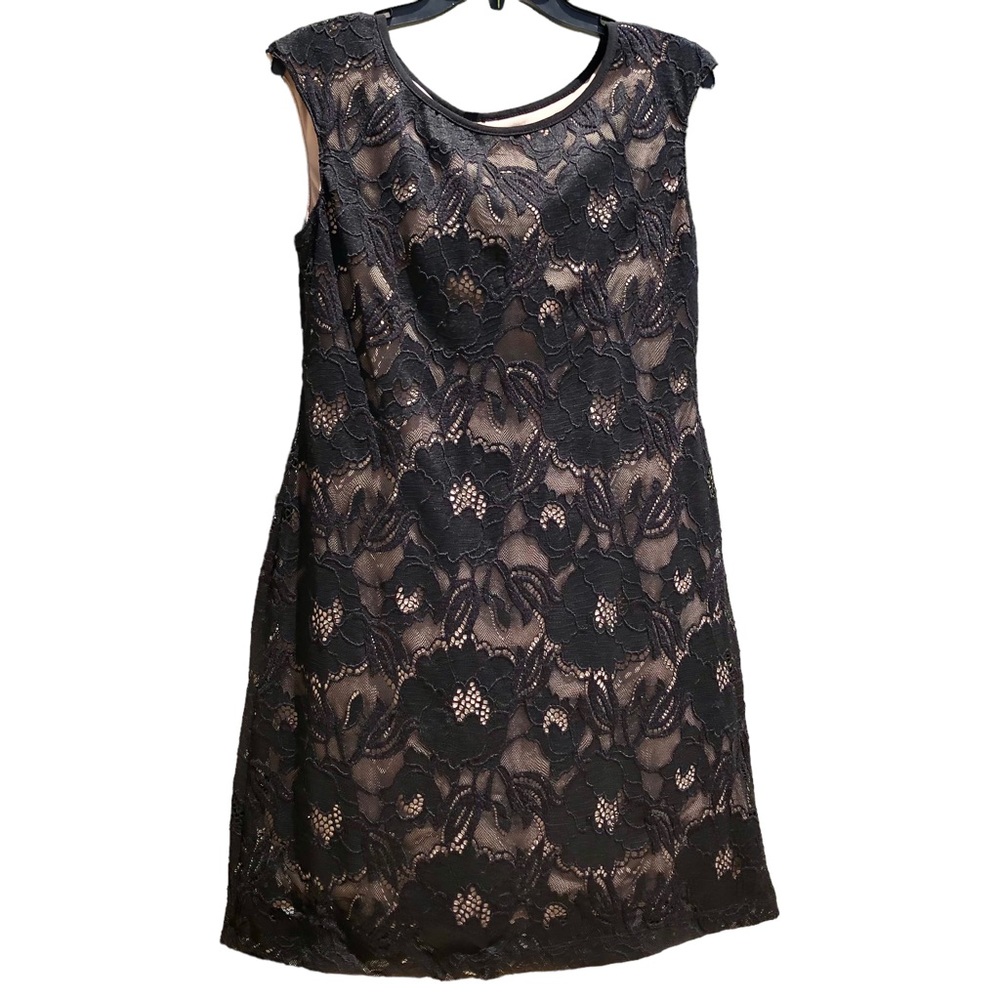 # Connected Apparel Black Lace Dress Nude Lining (10P)
